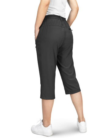 Women's UPF 50+ Button-Waist 17" Capri Golf Pants with 4 Pockets